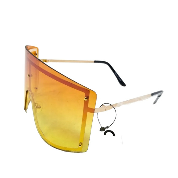 Oversized Yellow and Orange Temple Frame Gradient Rimless Sunglasses - Picture 4 of 6